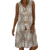 Women's V-Neck Floral, Comfy Stretch, Knee-Length Summer Dress